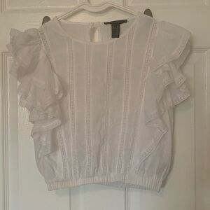 Forever 21 Eyelet Cotton Crop Top Blouse with ruffled sleeves